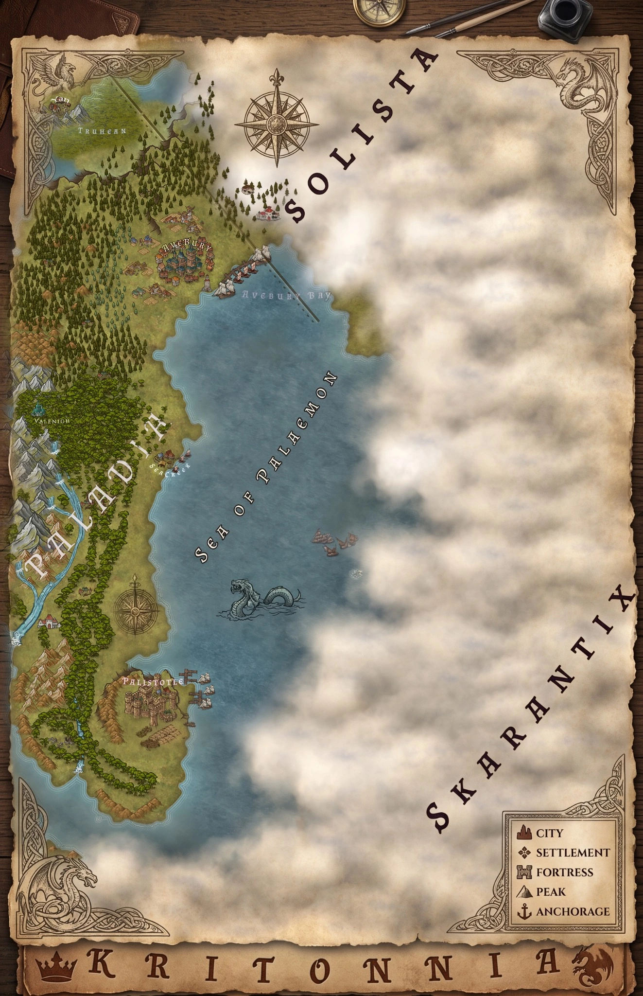Map of Paladia and surrounding lands